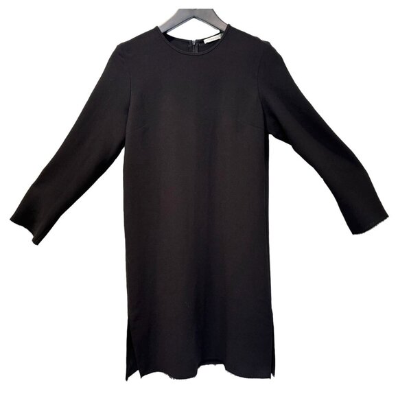 Laboratorio Black Sheath Dress Long Sleeve Ruff Edge Cuffs/Hem Retails $581 - Picture 1 of 6